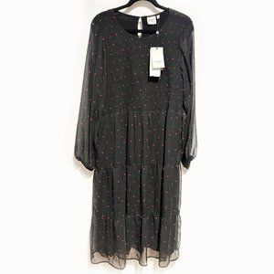 NWT Junarose Vero Moda Midi Dress Size 18 Black with Red Polkadots